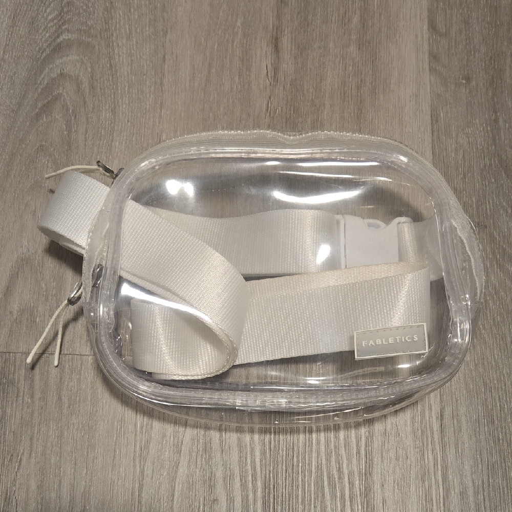 Fabletics Clear PVC Crossbody Bag with White Strap